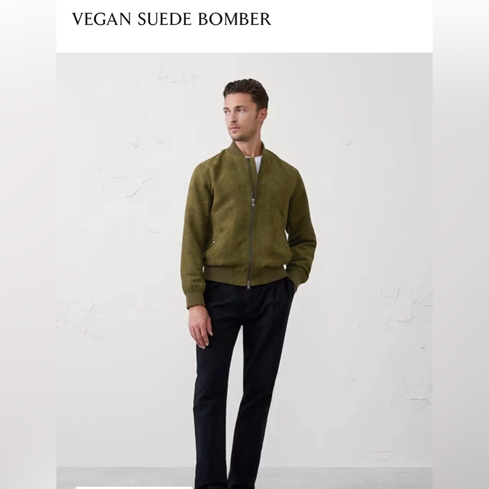 Men’s banana republic olive green suede bomber size medium